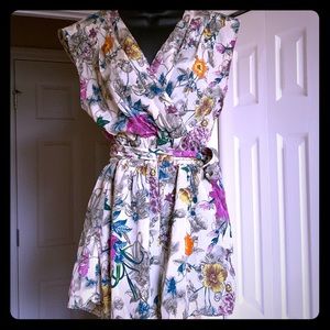 Floral, White Romper